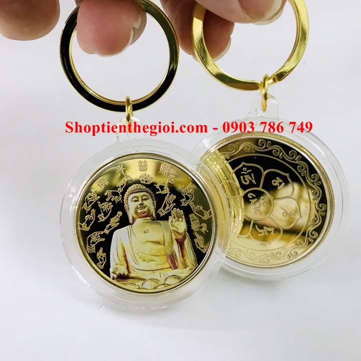 Móc Khóa Xu Phật A Di Đà In Màu - SP005200